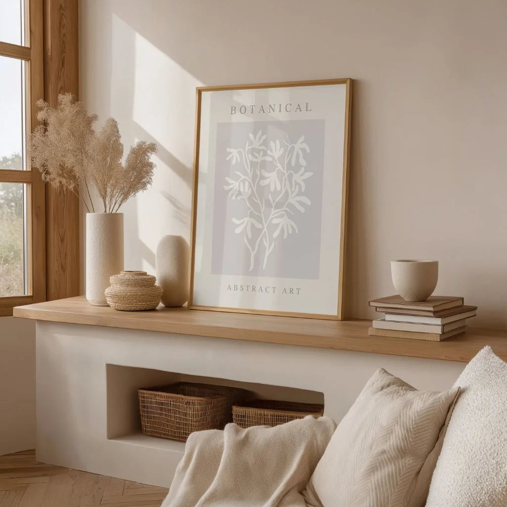 botanical abstract wall art bedroom greige