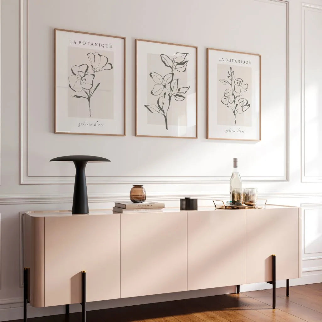 beige botanical poster set gallery wall neutral minimalist decor