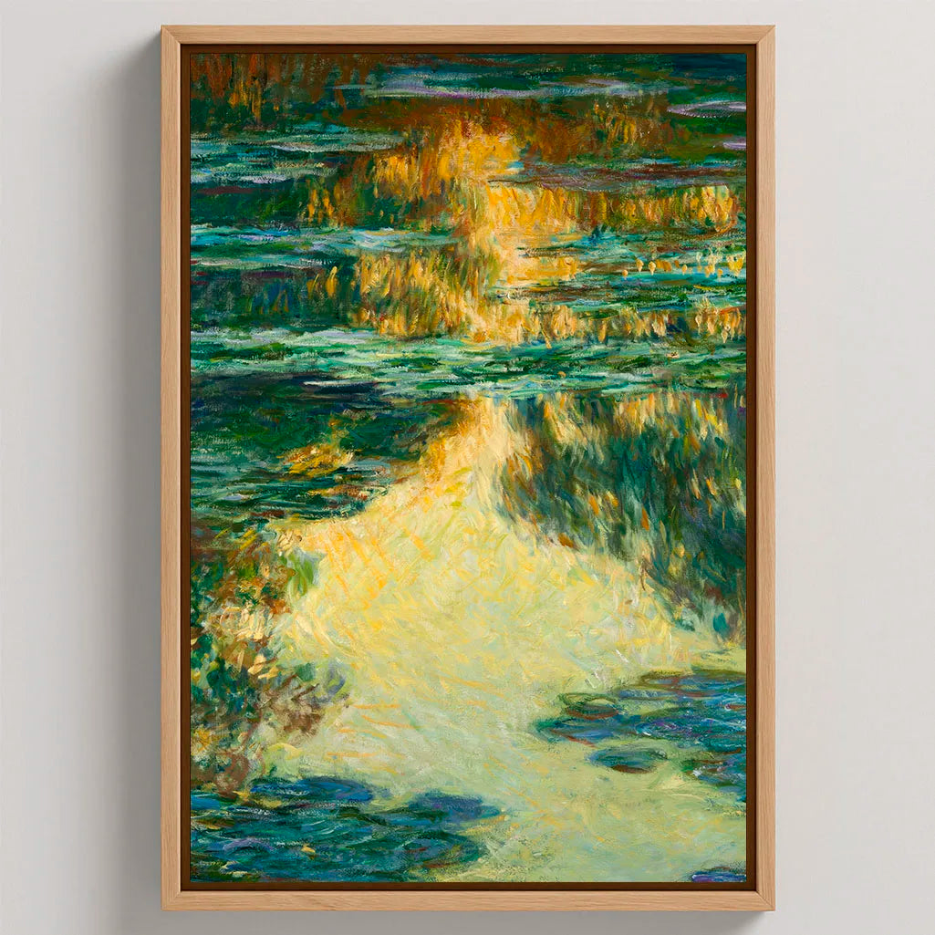 Framed Canvas Print Water Lilies Reflections