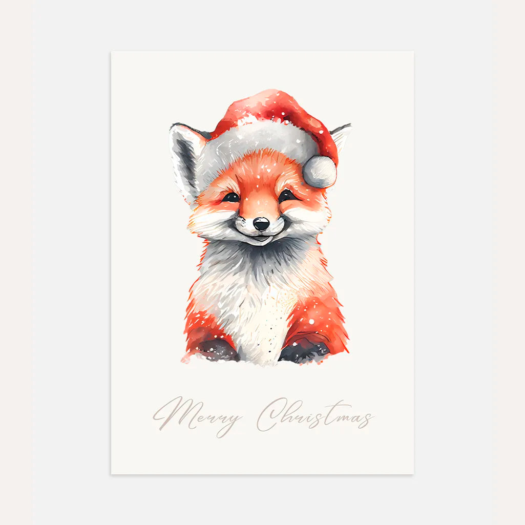 christmas fox poster kids holiday wall art