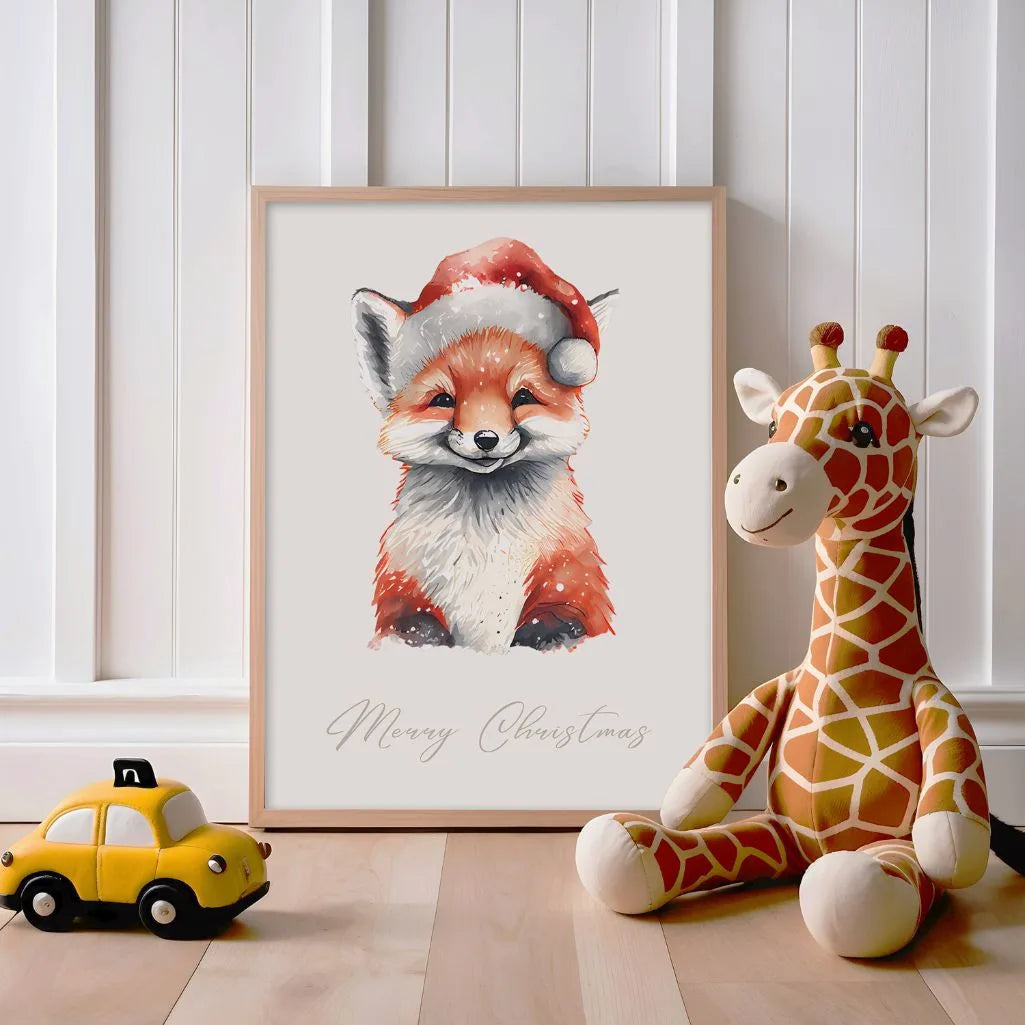 christmas fox poster nursery christmas decor