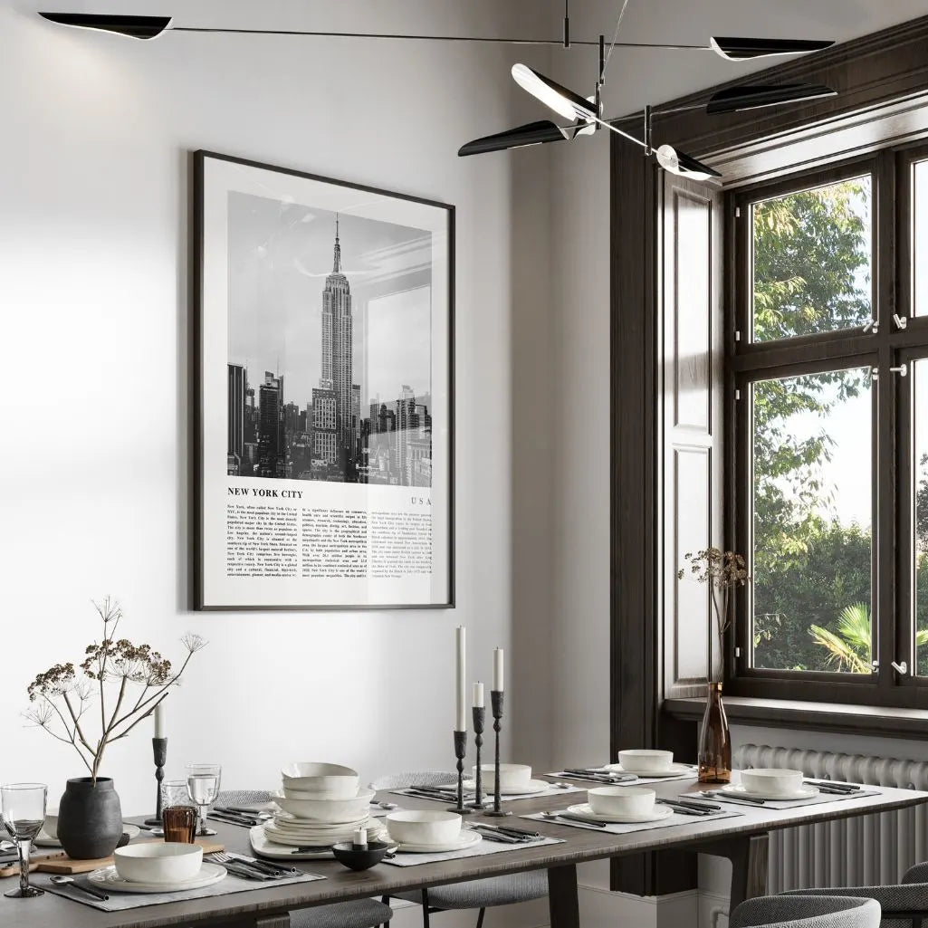 empire state building poster detail black white