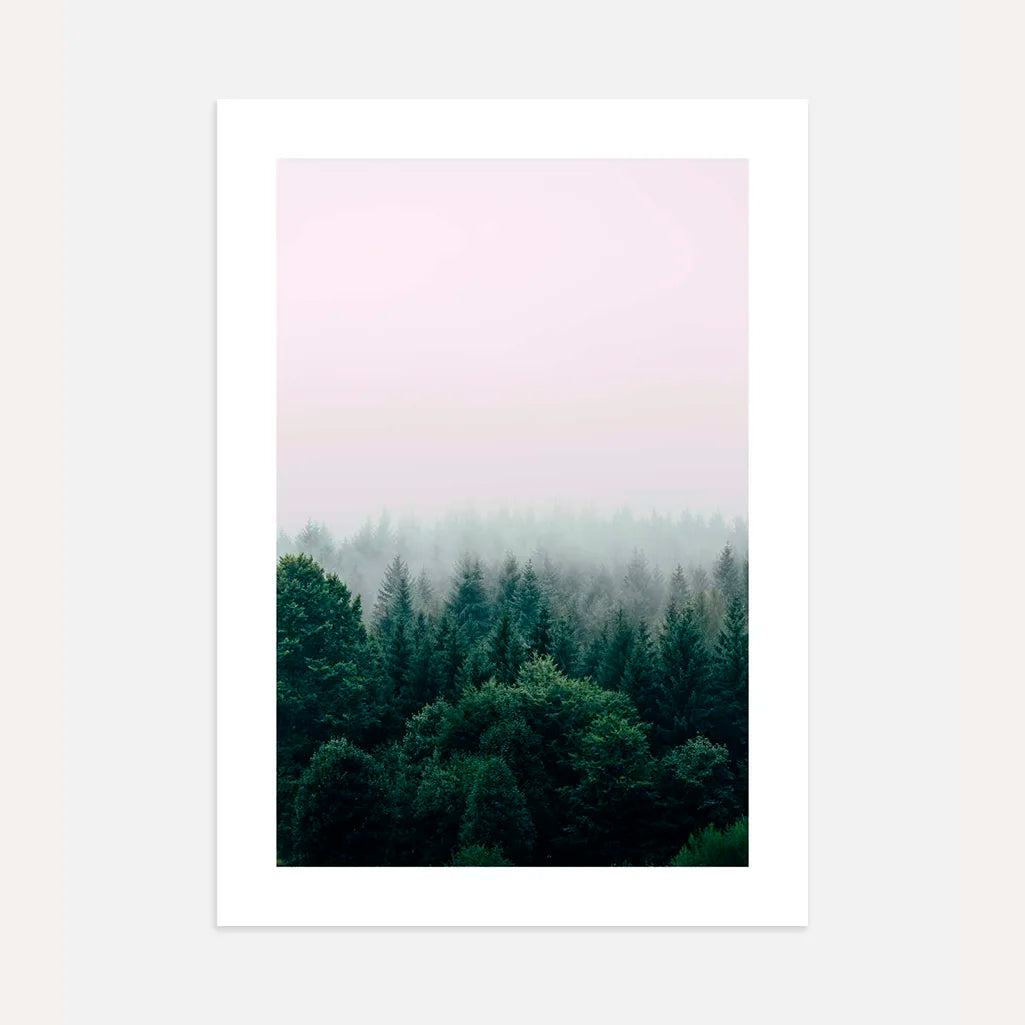 forest in the mist poster green landscape wall art