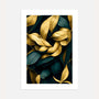 golden leaf wreath poster dark green botanical wall art