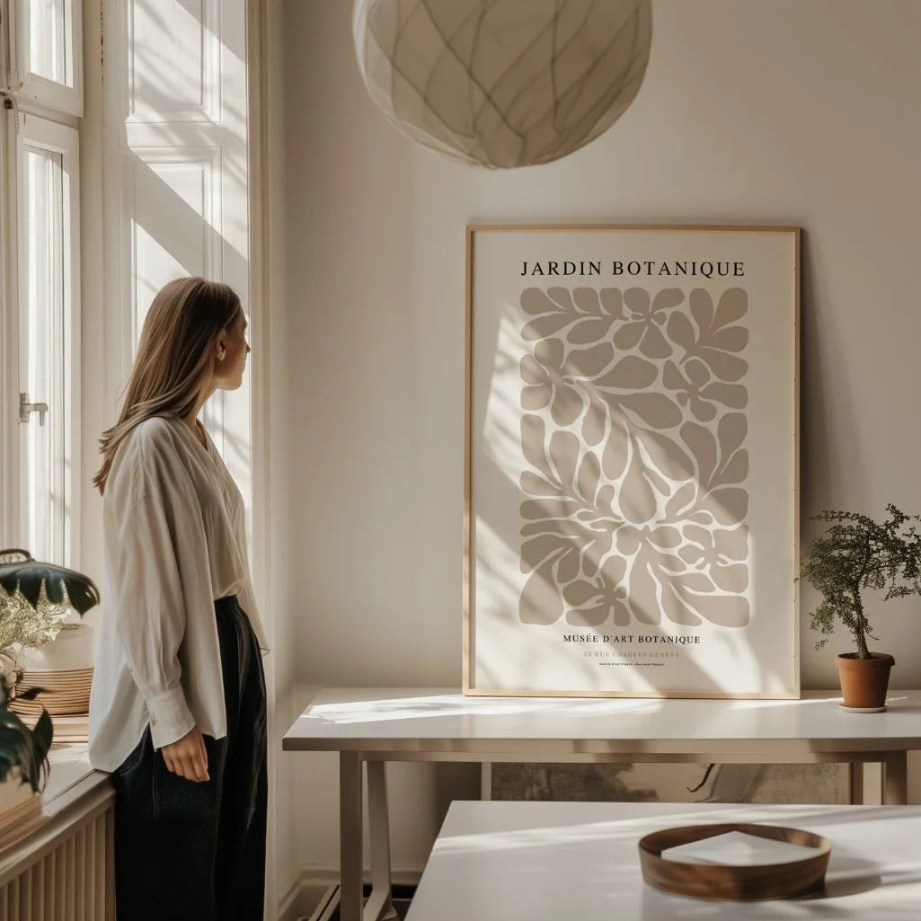 jardin botanique beige poster bedroom minimalist wall art