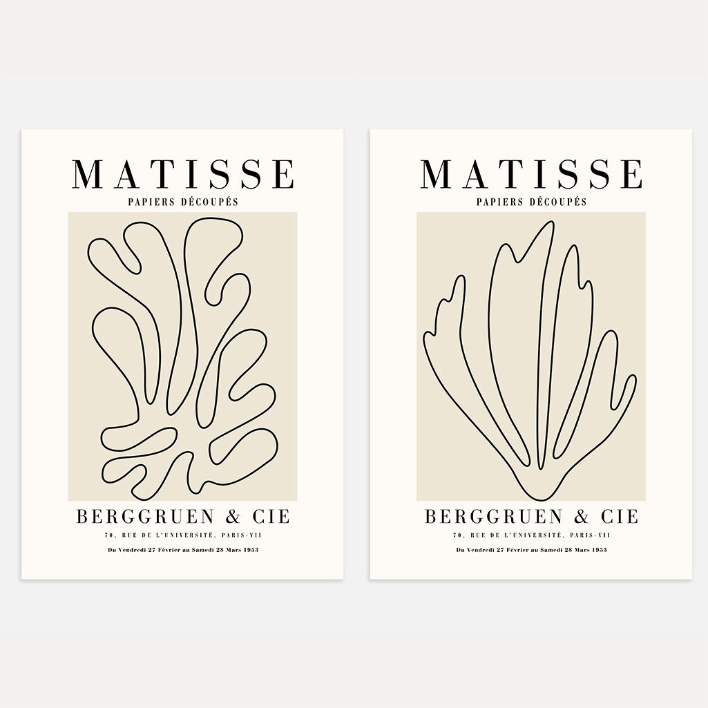matisse beige lines poster set 2 wall art