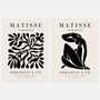 Matisse black abstract forms set of 2 posters with bold cut out style shapes on light background
