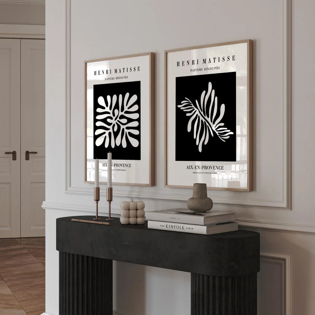 black white matisse poster set living room modern decor