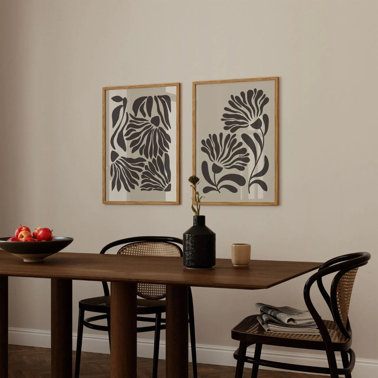 matisse beige brown floral poster set bedroom decor