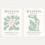 Matisse mint abstract forms set of 2 posters with soft organic shapes and blush accents