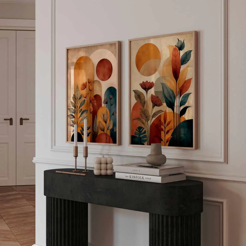 minimalist abstract wall art posters in Scandinavian style interior with modern decor