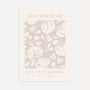 Minimalist floral poster with beige flowers and clean negative space composition