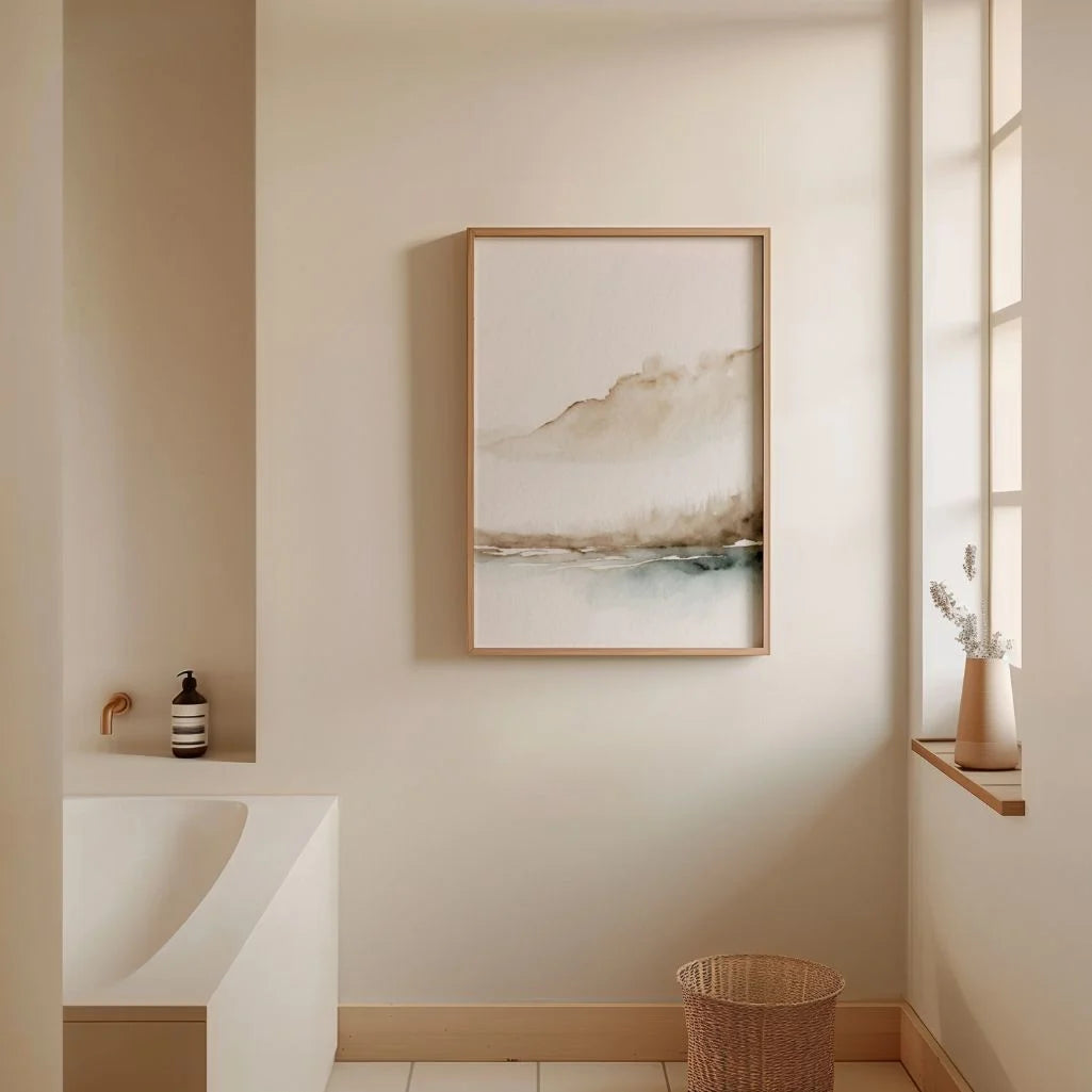 misty abstract poster gallery wall neutral interior decor