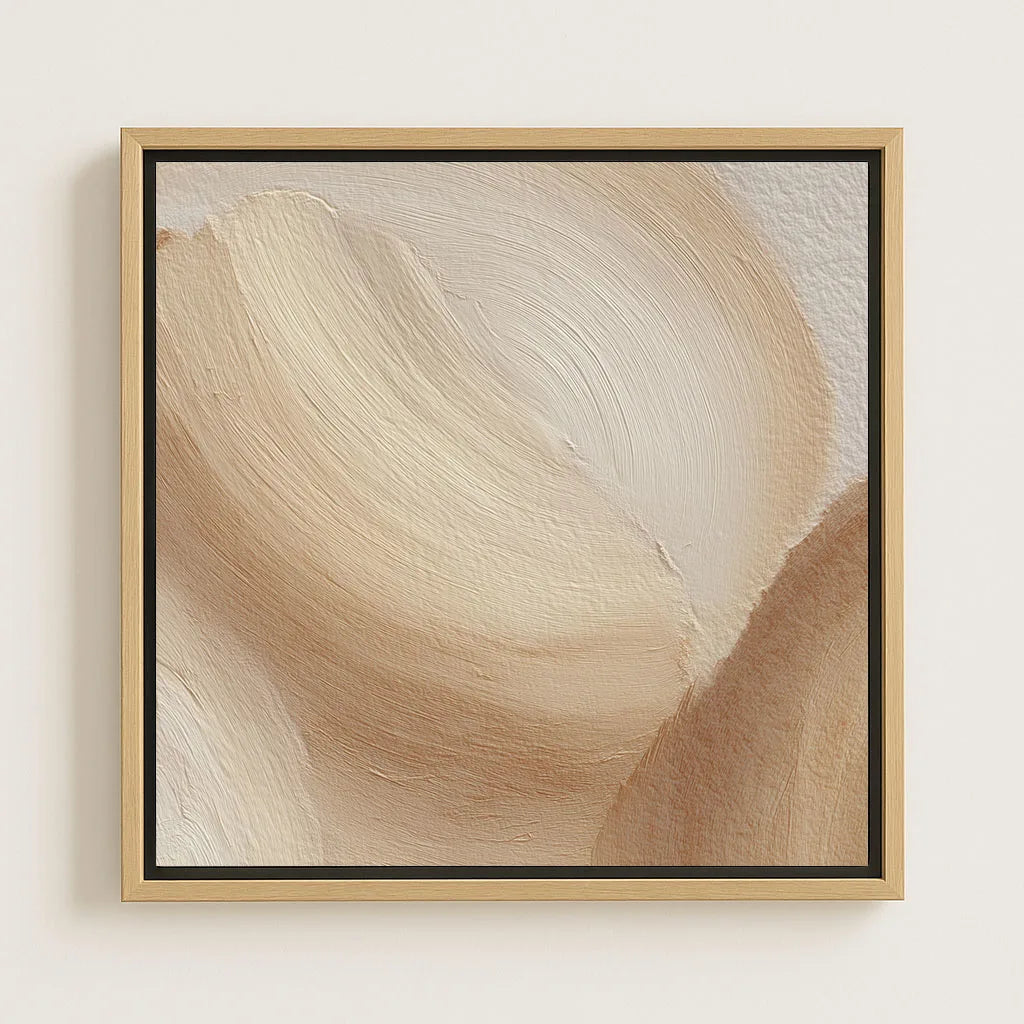 Framed Canvas Print Beige Waves