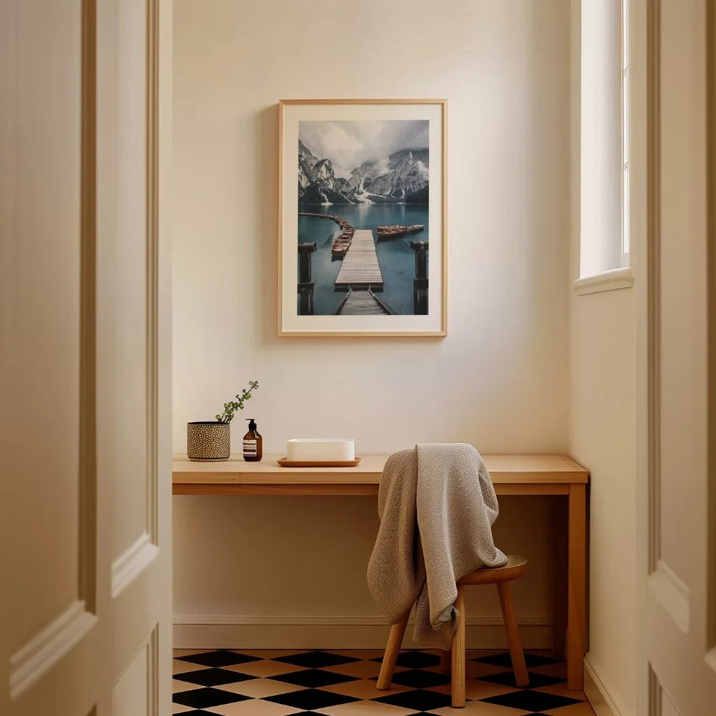 pier on mountain lake poster gallery wall nature decor