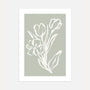 sage floral line art poster green minimalist botanical wall art