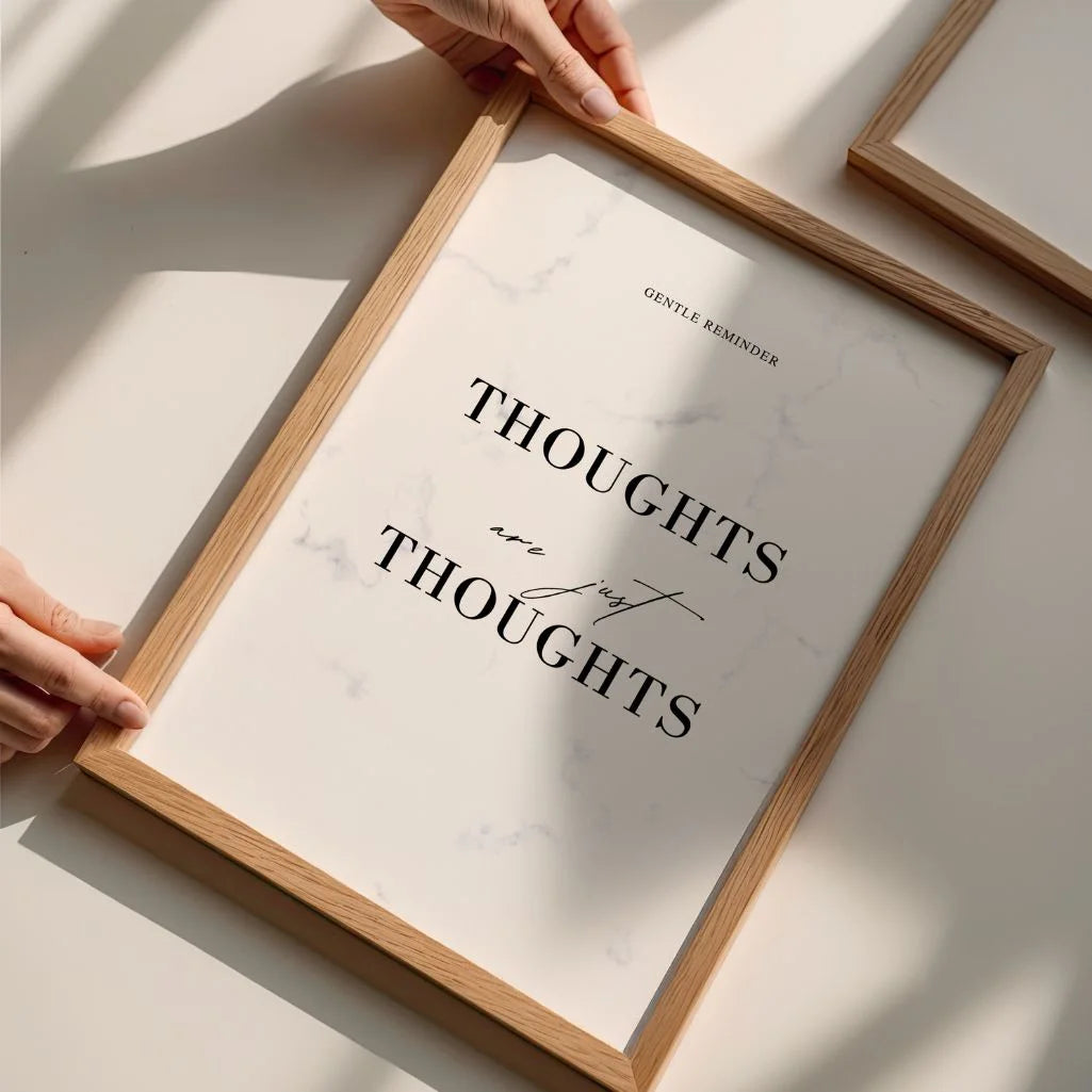 relaxing typography poster in modern home office space